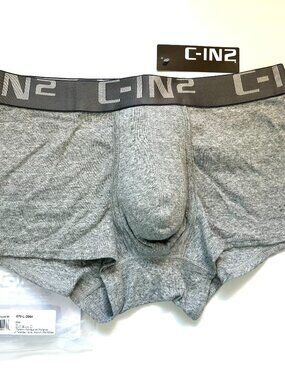 "C-IN2" Size Large Cotton Low-Rise Core Boxer Brief/Trunks - Heather Gray